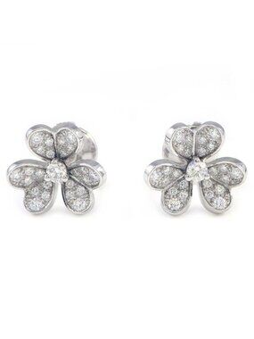 Van Cleef & Arpels Earrings Frivole Mini Pave Round Cut 50 Points Diamond Total